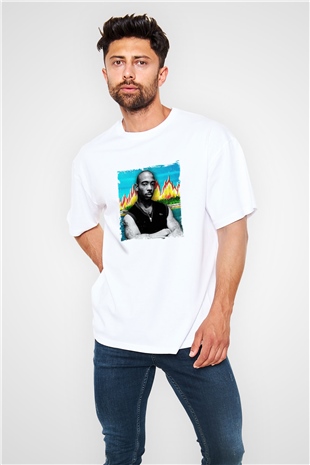 Ja Rule Baskılı Oversize Beyaz Tişört