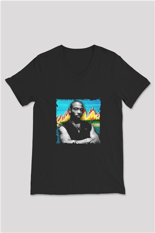 Ja Rule Baskılı Unisex Siyah V Yaka Tişört