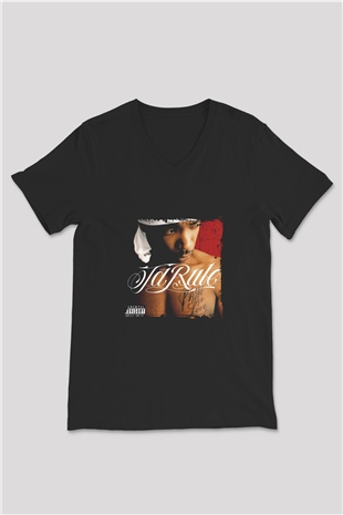 Ja Rule Baskılı Unisex Siyah V Yaka Tişört