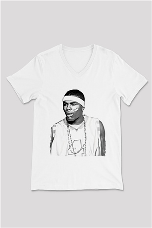 Ja Rule Beyaz Unisex V Yaka Tişört