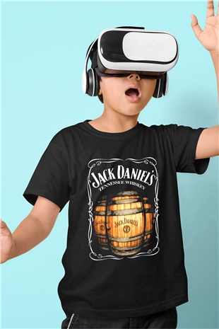 Jack Daniels Baskılı Siyah Unisex Çocuk Tişört