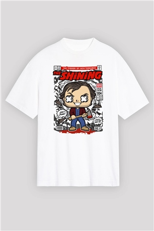 Jack Torrance The Shining Baskılı Unisex Beyaz Oversize Tişört