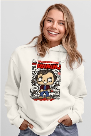 Jack Torrance The Shining Baskılı Unisex Beyaz Hoodie
