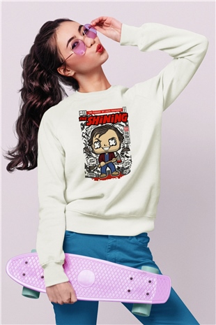 Jack Torrance The Shining Baskılı Unisex Beyaz Sweatshirt
