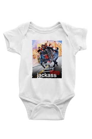 Jackass Baskılı Beyaz Unisex Bebek Body - Zıbın