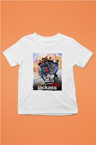 Jackass Baskılı Beyaz Unisex Çocuk Tişört
