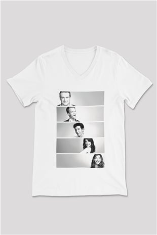 Jackass Beyaz Unisex V Yaka Tişört T-Shirt