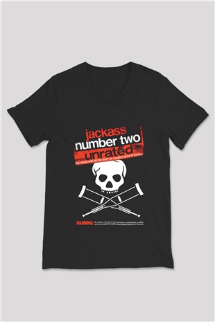 Jackass Siyah Unisex V Yaka Tişört