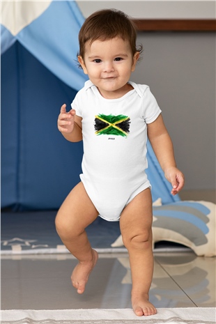 Jamaika Baskılı Beyaz Unisex Bebek Body - Zıbın