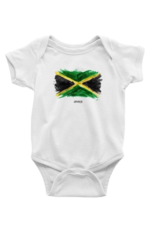 Jamaika Baskılı Beyaz Unisex Bebek Body - Zıbın