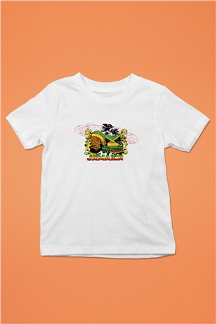 Jamaika Baskılı Beyaz Unisex Çocuk Tişört