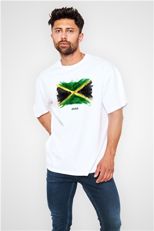 Jamaika Beyaz Unisex Oversize Tişört T-Shirt