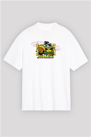 Jamaika Beyaz Unisex Oversize Tişört T-Shirt