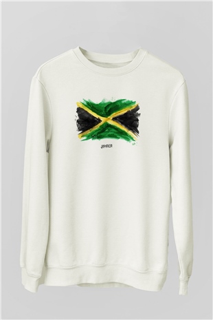 Jamaika Beyaz Unisex Sweatshirt