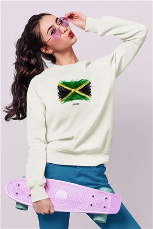 Jamaika Beyaz Unisex Sweatshirt