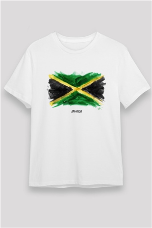 Jamaika Beyaz Unisex Tişört T-Shirt - TişörtFabrikası