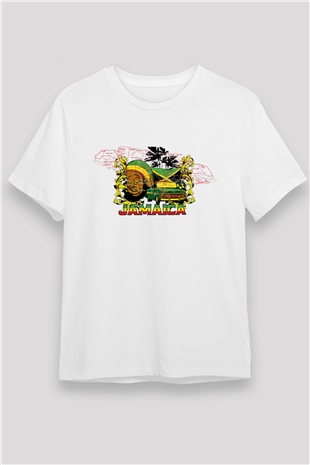 Jamaika Beyaz Unisex Tişört T-Shirt - TişörtFabrikası
