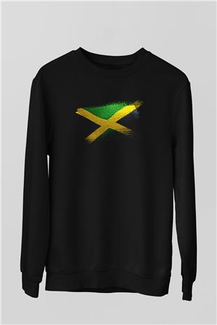 Jamaika - Jamaica Bayrağı Baskılı Unisex Siyah Sweatshirt