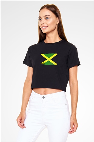 Jamaika Siyah  Crop Top Tişört