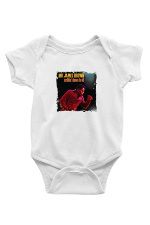 James Brown Baskılı Unisex Beyaz Bebek Body - Zıbın
