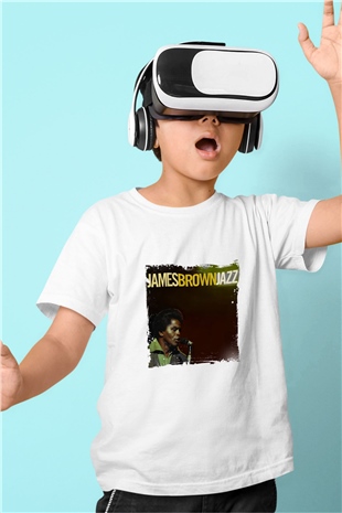 James Brown Baskılı Unisex Beyaz Çocuk Tişört