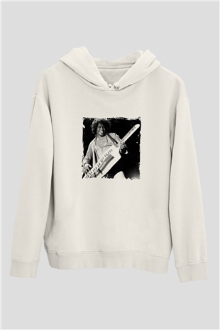 James Brown Baskılı Unisex Beyaz Kapüşonlu Sweatshirt