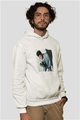 James Brown Baskılı Unisex Beyaz Kapüşonlu Sweatshirt
