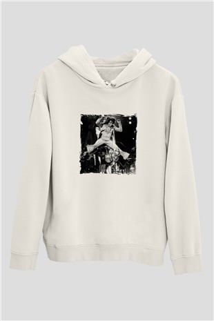 James Brown Baskılı Unisex Beyaz Kapüşonlu Sweatshirt