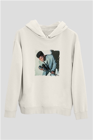 James Brown Baskılı Unisex Beyaz Kapüşonlu Sweatshirt