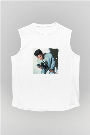 James Brown Baskılı Unisex Beyaz Kolsuz Tişört