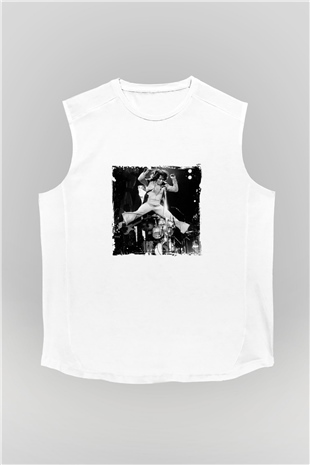 James Brown Baskılı Unisex Beyaz Kolsuz Tişört