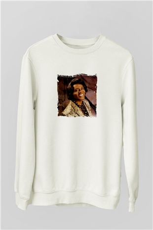 James Brown Baskılı Unisex Beyaz Sweatshirt