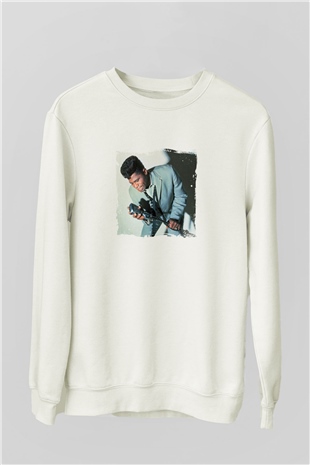 James Brown Baskılı Unisex Beyaz Sweatshirt