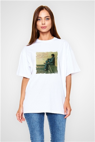 James Brown Baskılı Oversize Beyaz Tişört