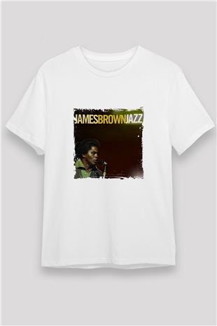 James Brown Baskılı Unisex Beyaz Tişört