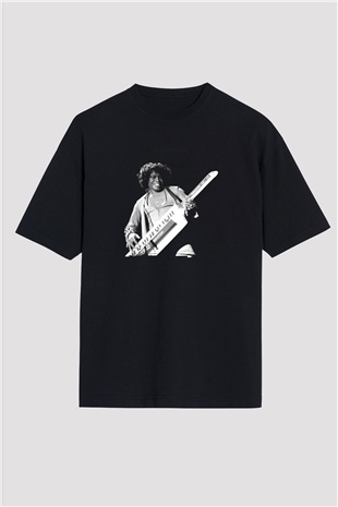 James Brown Baskılı Unisex Oversize Siyah Tişört