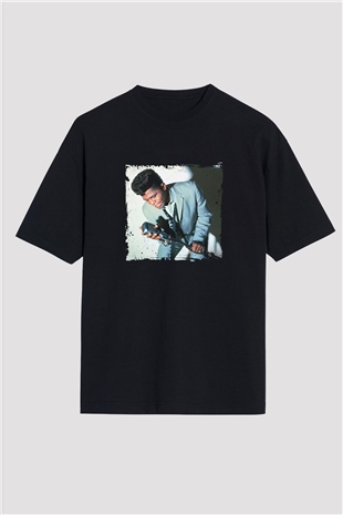 James Brown Baskılı Unisex Oversize Siyah Tişört