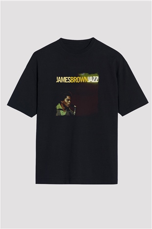 James Brown Baskılı Unisex Oversize Siyah Tişört