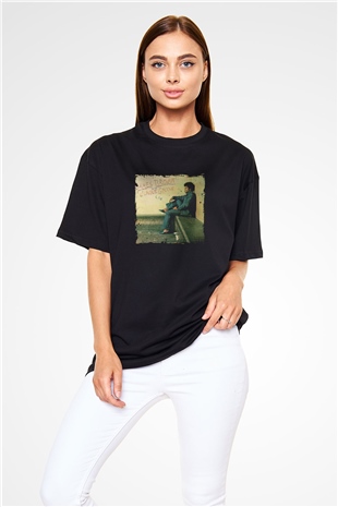 James Brown Baskılı Unisex Oversize Siyah Tişört