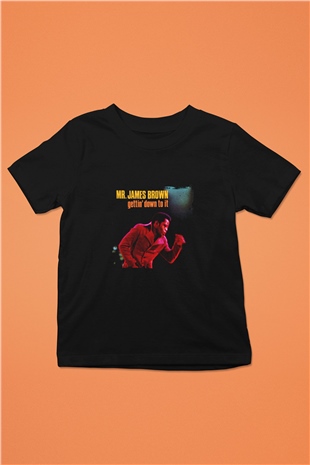 James Brown Baskılı Unisex Siyah Çocuk Tişört