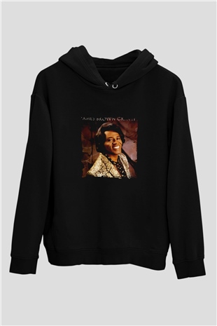 James Brown Baskılı Unisex Siyah Hoodie