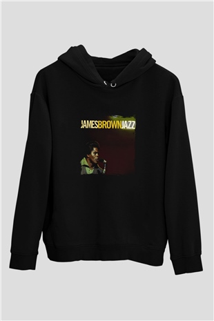 James Brown Baskılı Unisex Siyah Hoodie