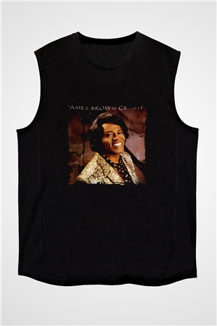 James Brown Baskılı Unisex Siyah Kolsuz Tişört