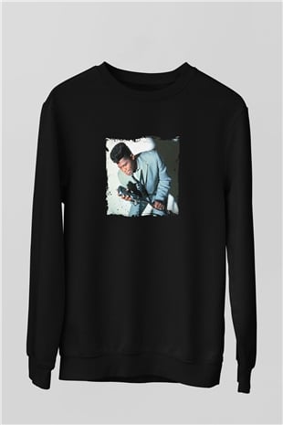 James Brown Baskılı Unisex Siyah Sweatshirt