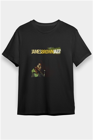 James Brown Baskılı Unisex Siyah Tişört