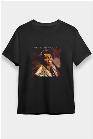 James Brown Baskılı Unisex Siyah Tişört