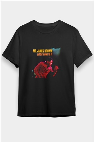 James Brown Baskılı Unisex Siyah Tişört