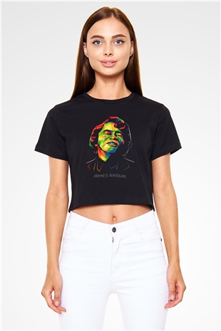 James Brown Siyah  Crop Top Tişört