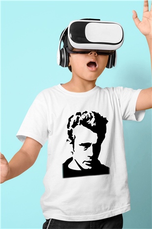 James Dean Baskılı Beyaz Unisex Çocuk Tişört