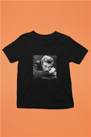 James Dean Baskılı Unisex Siyah Çocuk Tişört